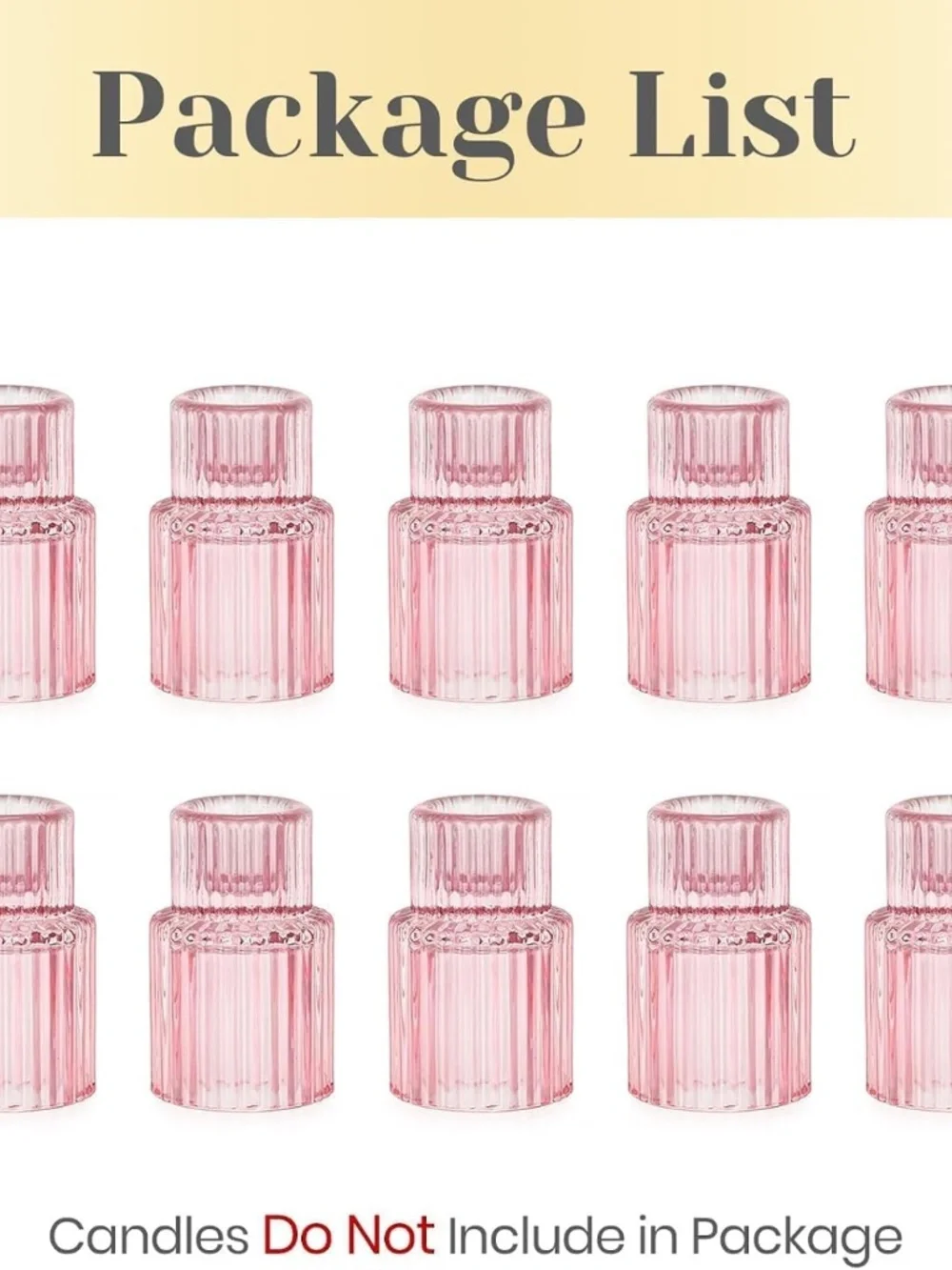 Hewory Glass Pink Candle Holder Bulk Set of 10 Valentines Taper Candle Holders
